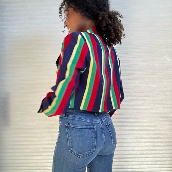 California designs  by Dorothy Samuel Vintage Striped Multicolor Cropped Jacket - Picture 8 of 15
